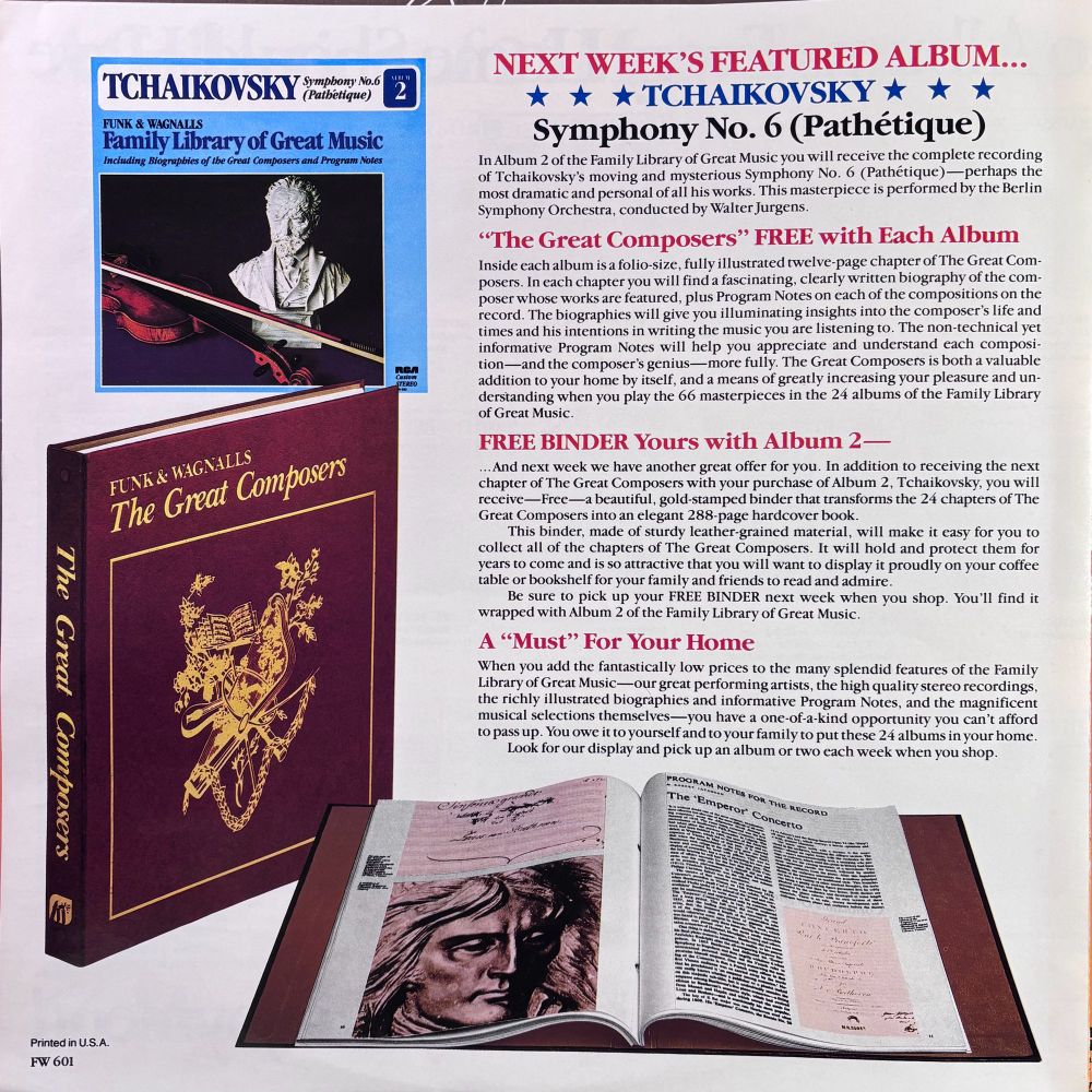 Back page of the advert, includes the image of a wonderfully stylish binder to house all the included biographies, free with your purchase of album 2!