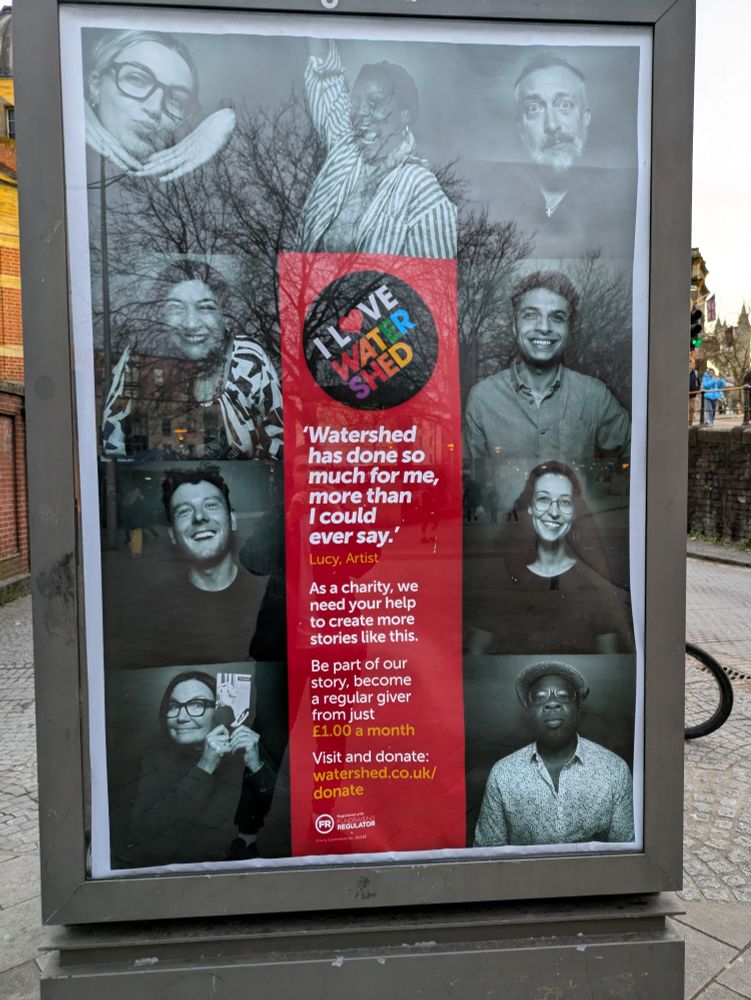 The I Love Watershed poster, featuring many lovely Watershed creatives