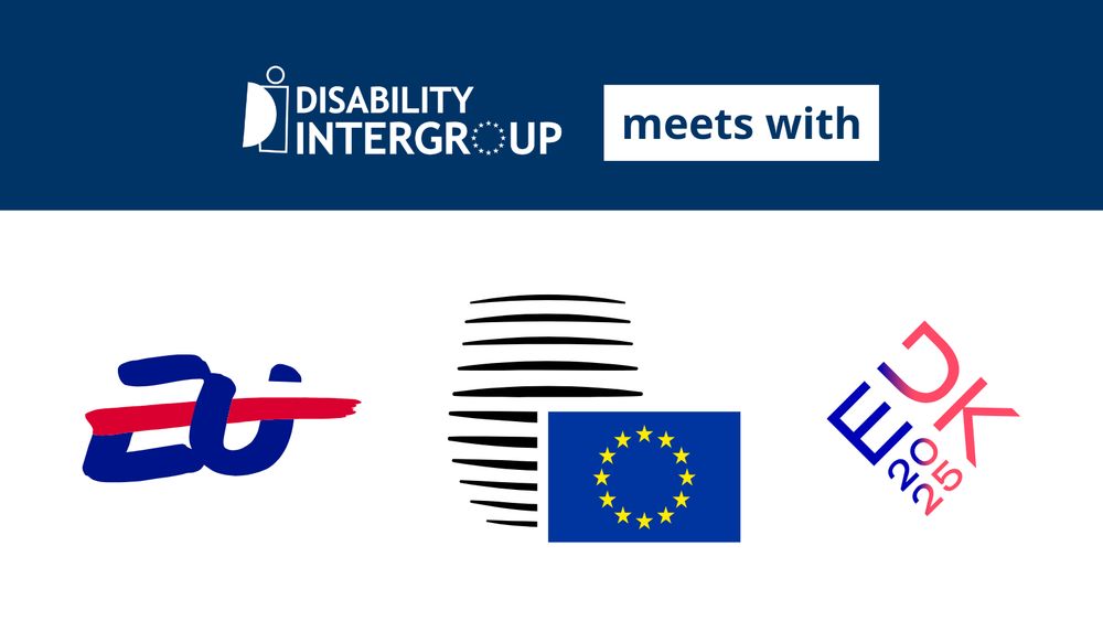 Disability Intergroup (logo) meets with Danish and Polish Presidencies Council of the European Union (logo of the presidencies and Council of the EU).