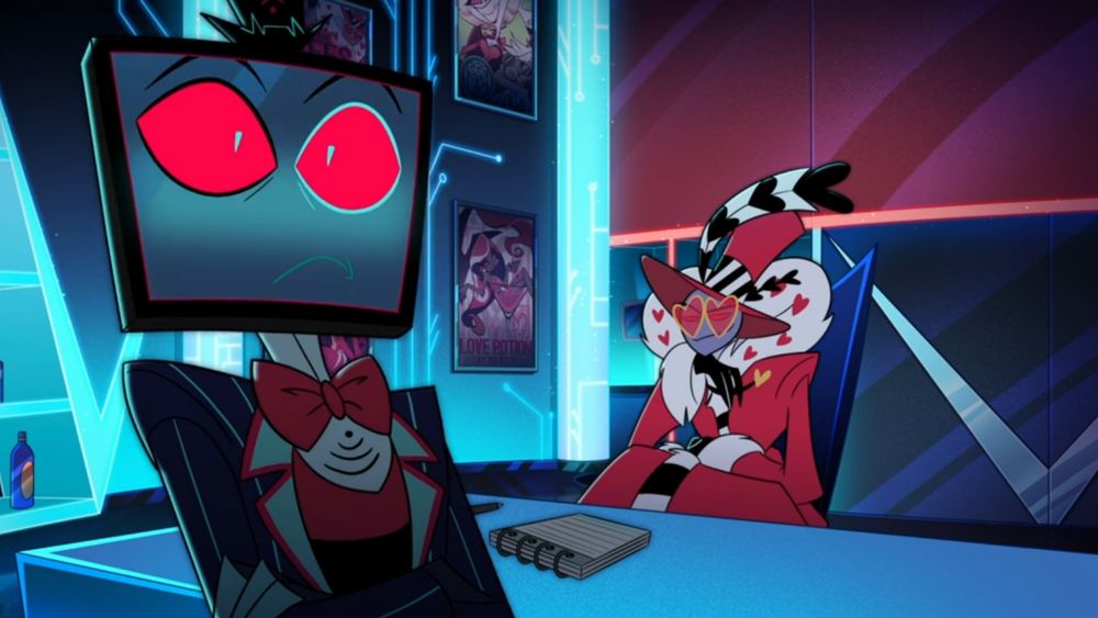 Blushing Vox. The middle of his screen gets a lighter shade.