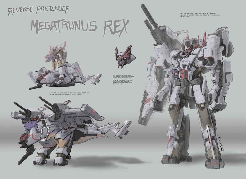 Concept art of a live action style beast wars transformers Megatron. 