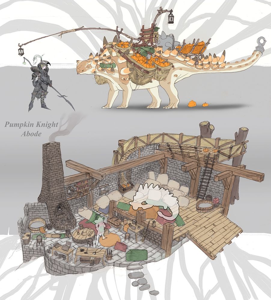Concept art for my own OCs/IP of mythological transforming dinosaurs in a medieval fantasy setting 