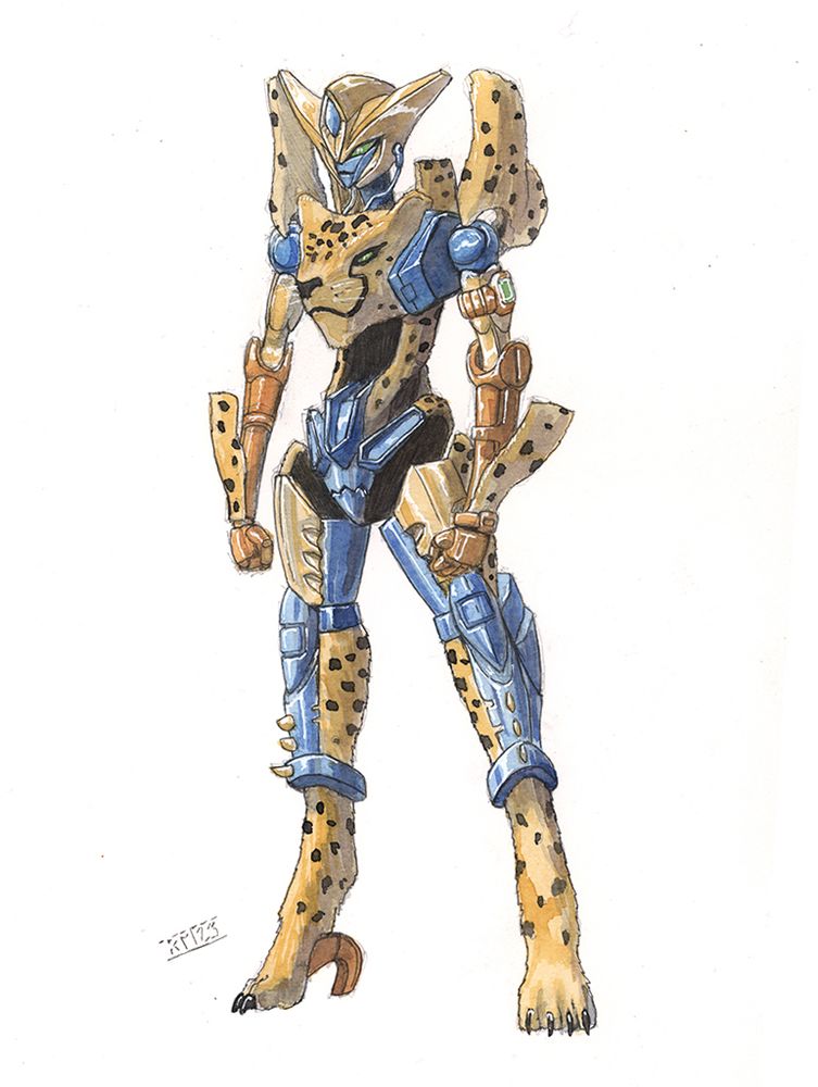 Beast Wars transformers genderbent Cheetor :D in watercolor 