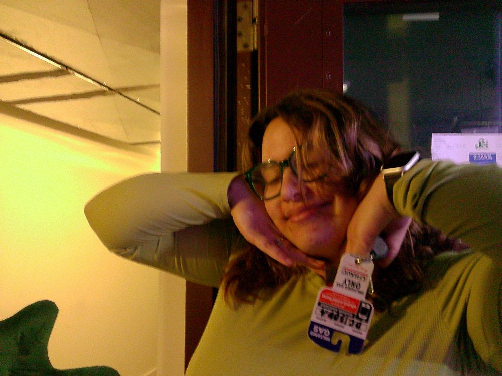 Marketing Specialist, Buzz, confidently leaving the camera with AP Eve, an becoming the fist photo subject of the day. 
