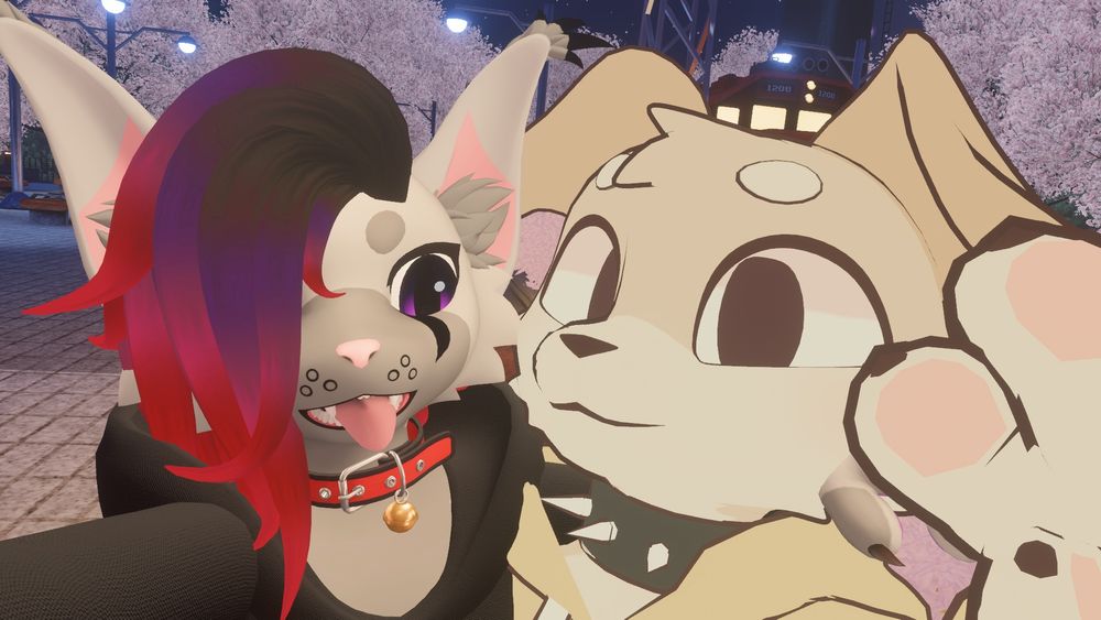 a vr chat screenshot of me taking a selfie with narpy
