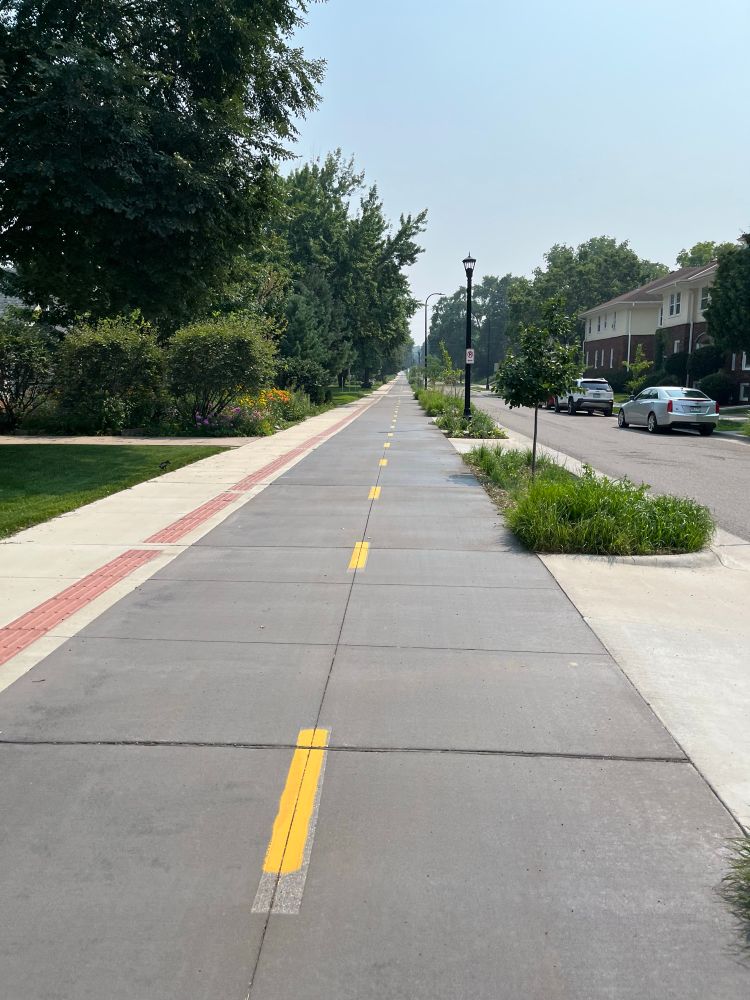 Looking south at the Bryant Avenue bikeway in Minneapolis, Minnesota. Exact location, not know.