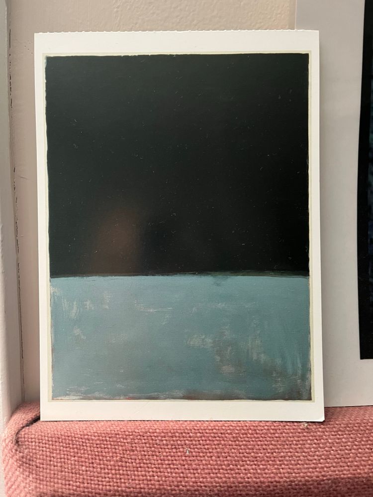 Rothko postcard, black and light blue