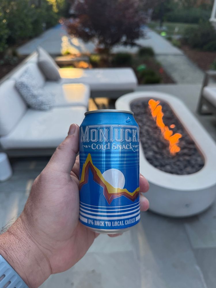 Montucky Cold Snack by the fire pit in a very posh Palo Alto back yard that is giving maximum Nancy Meyers coastal grandma 
