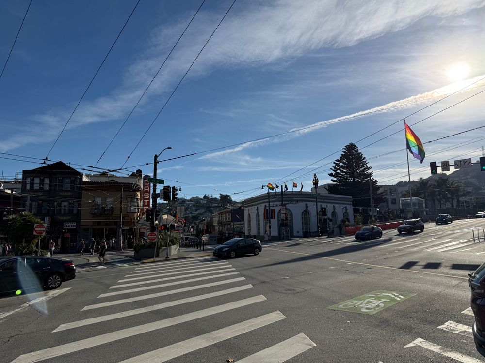 The flag in the Castro on Market Street outside the Muni station 