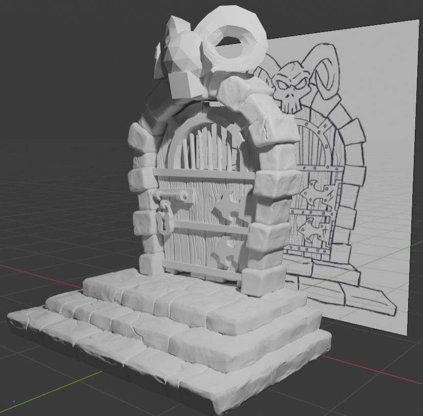 The same dungeon door from previous posts, but now with wood grain.