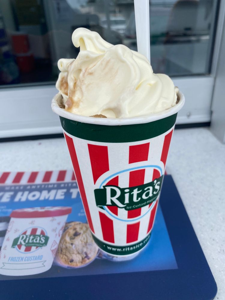 A Rita’s gelati of cola water ice and vanilla custard. I know it as a radio ball.