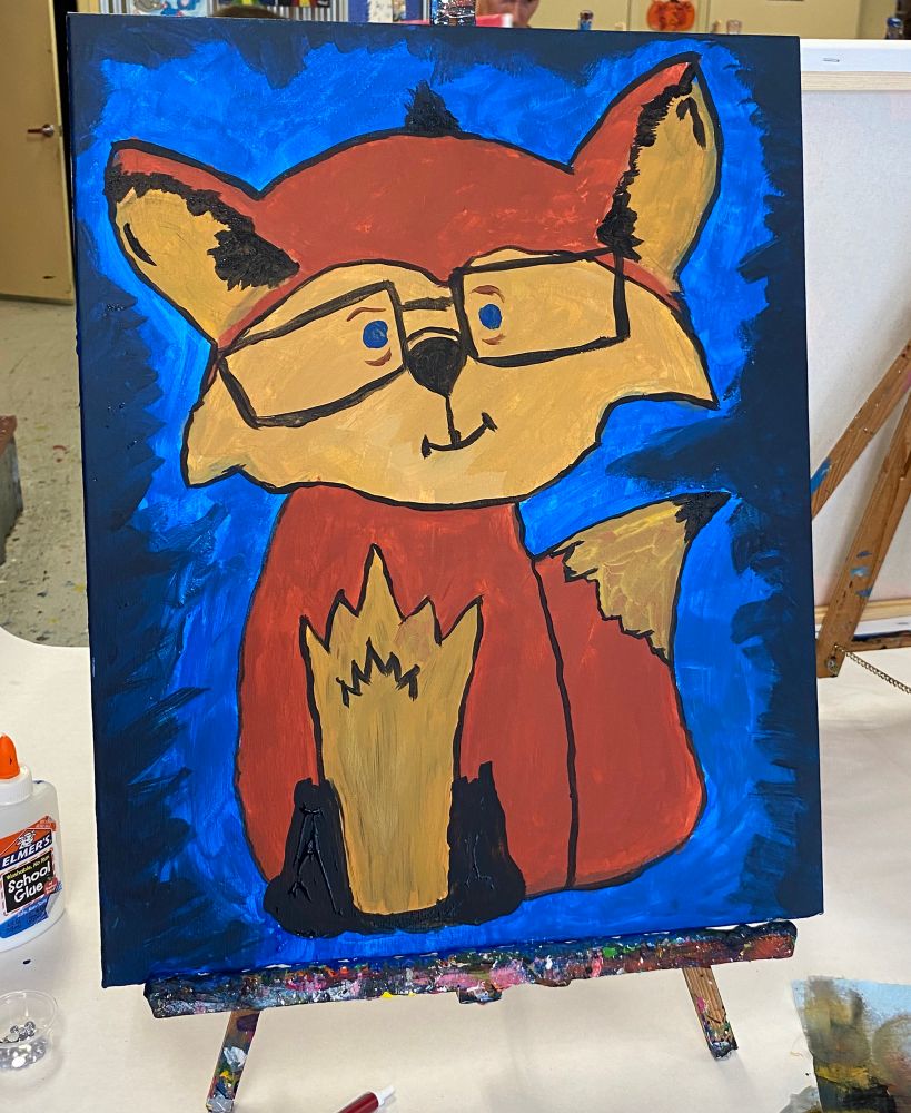 A painting of a fox. A cute fox. A very cute fox.