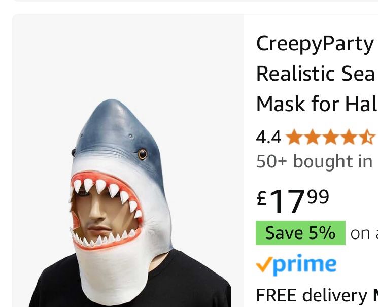 Man wearing shark mask