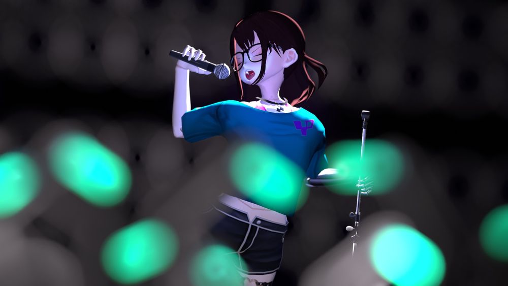 Weebu singing her soul out to a crowd on a stage