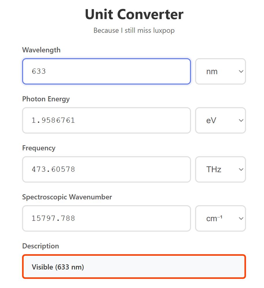 Unit conversion tool that also shows you the color, etc