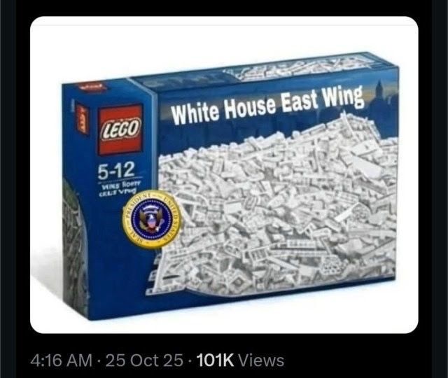 Lego set “White House East Wing” with only small white bricks. 