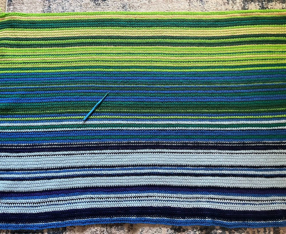 Crocheted temperature blanket