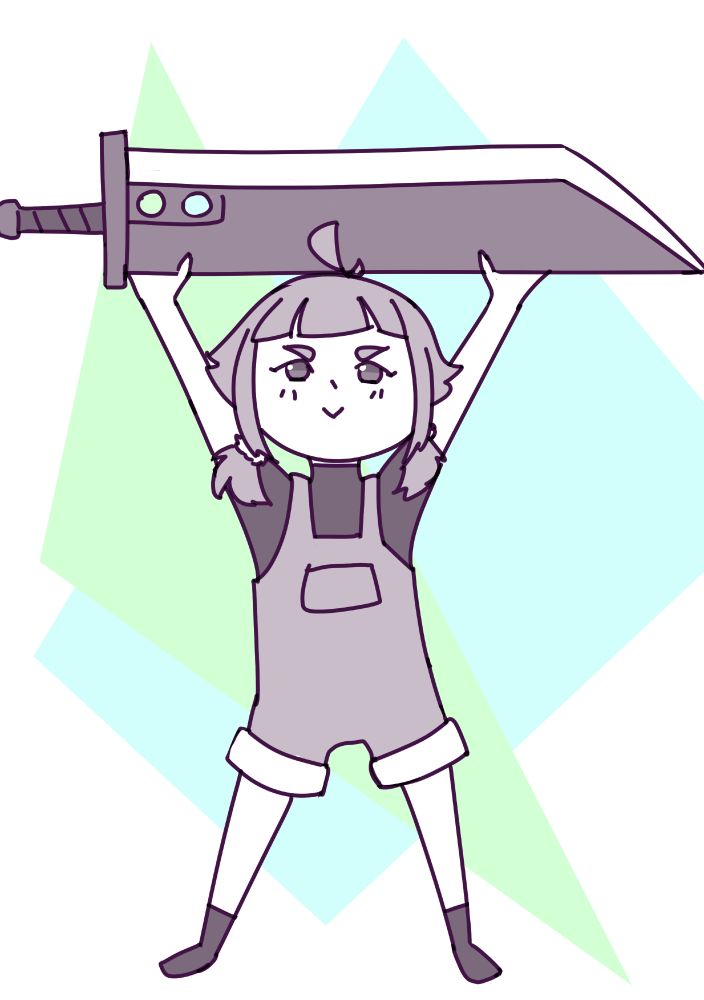 lil guy holding a big sword