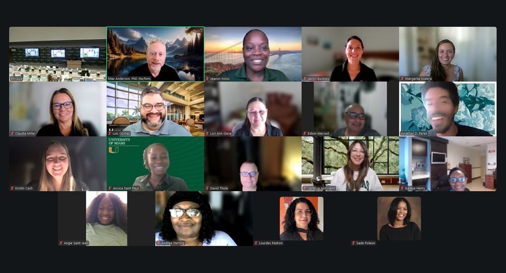 A Zoom meeting showing multiple participant windows. 