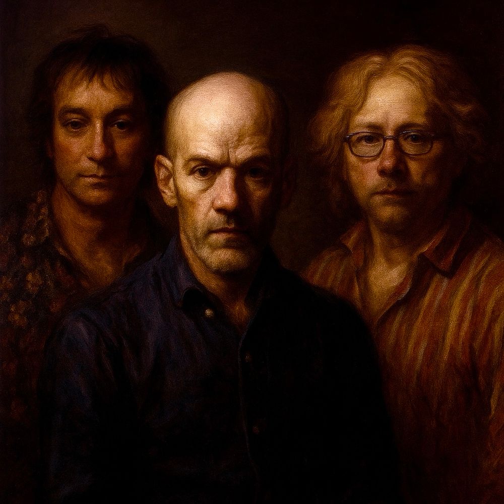 The band R.E.M done in the style of the artist Rembrandt.