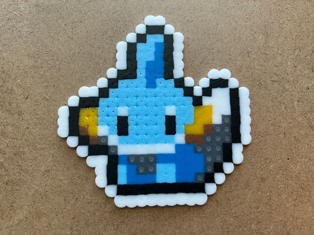 Madkip sprite made from perler beads