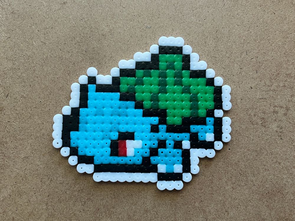 Bulbasaur sprite made with perler beads