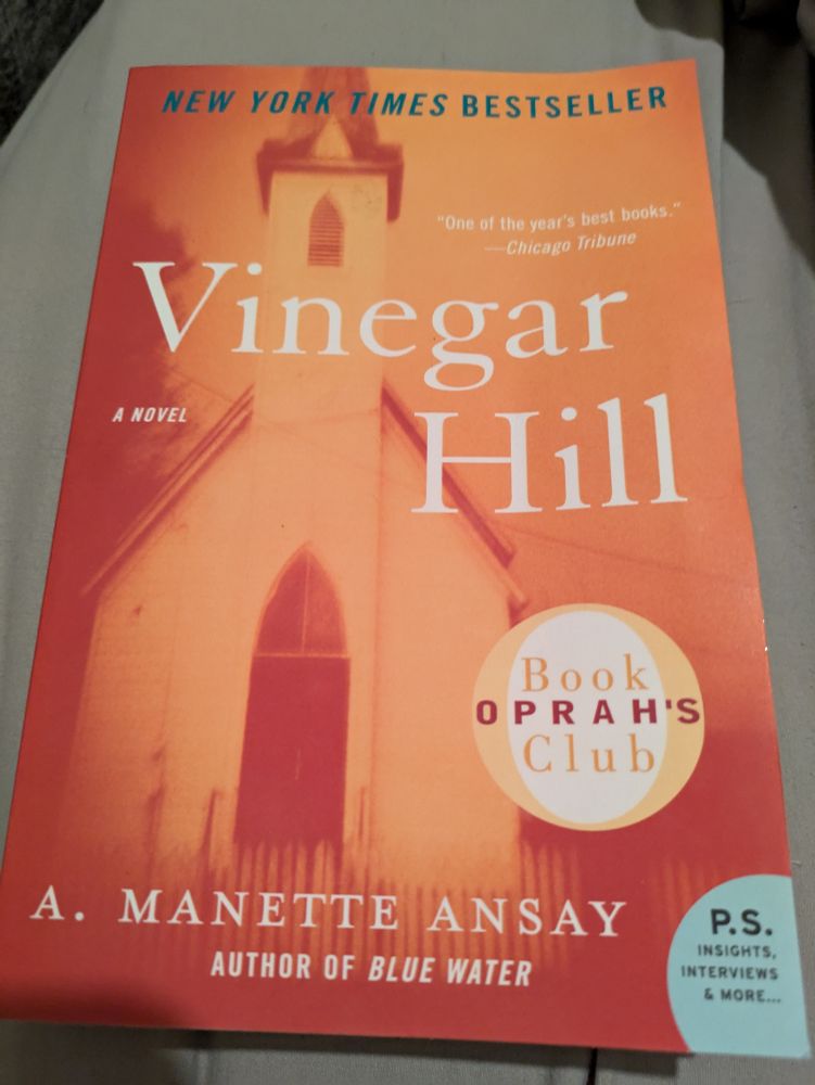 Book cover of a novel called "Vinegar Hill" written by A. Manette Ansay.
