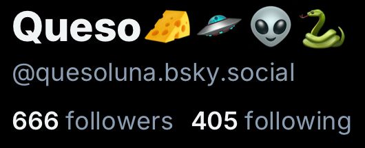 screenshot of my bluesky profile showing 666 followers!