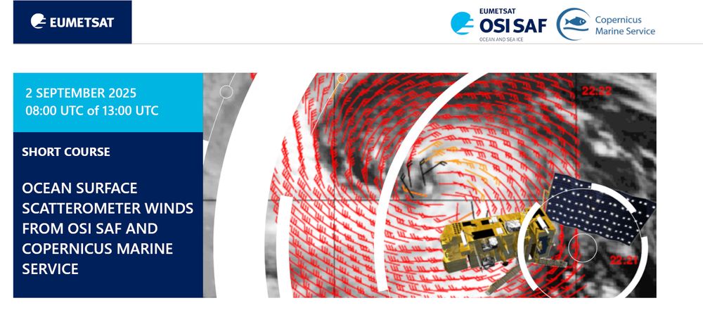 Ocean Surface Scatterometer Winds webinar. Two session available on 02/09/2025 at 08:00UTC or 13:00UTC