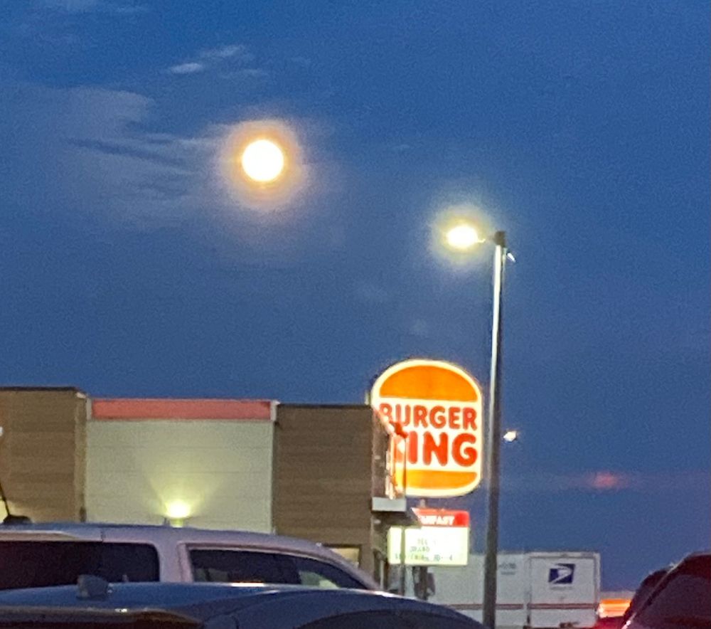 Full moon over a Burger King