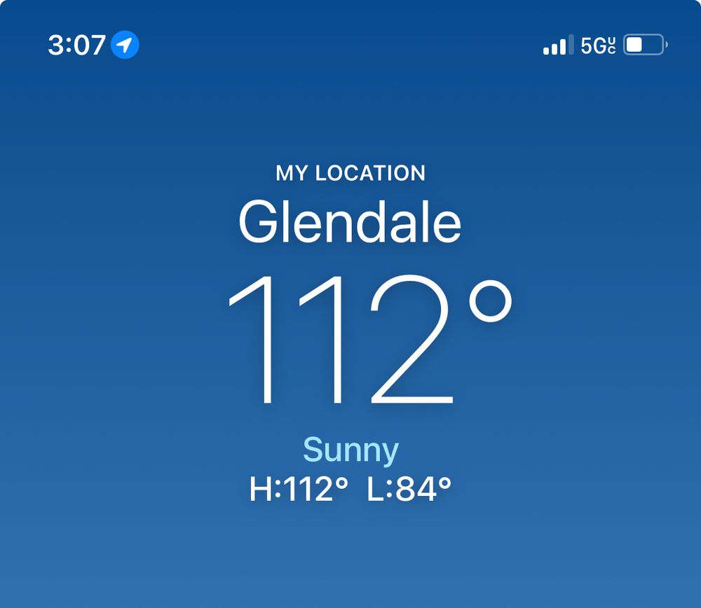 A screenshot showing its 112°F