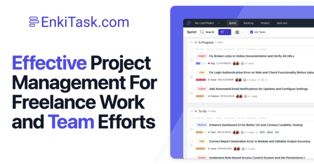 EnkiTask - project management tool for indie creators and freelancers.