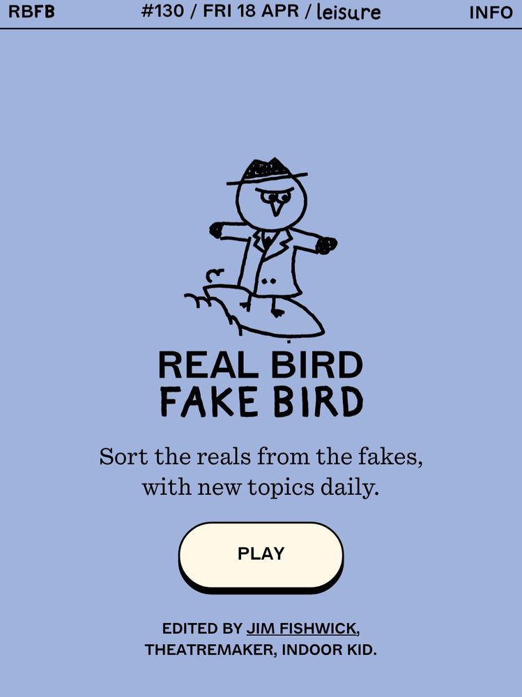 A screenshot of the landing page for Real Bird Fake Bird.