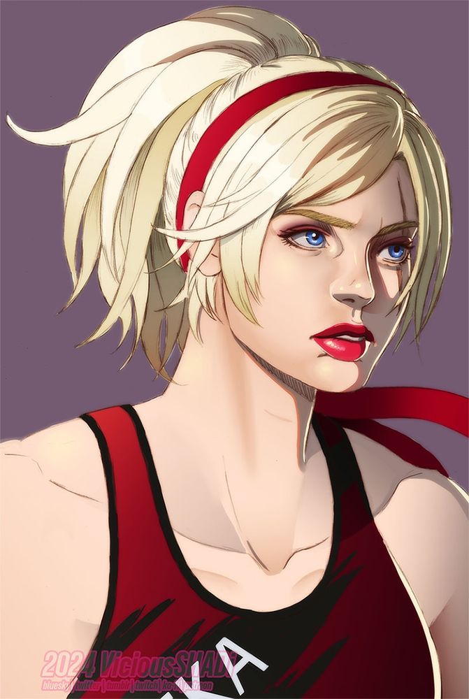 A digital illustration of a bust of Lidia Sobieska from Tekken.