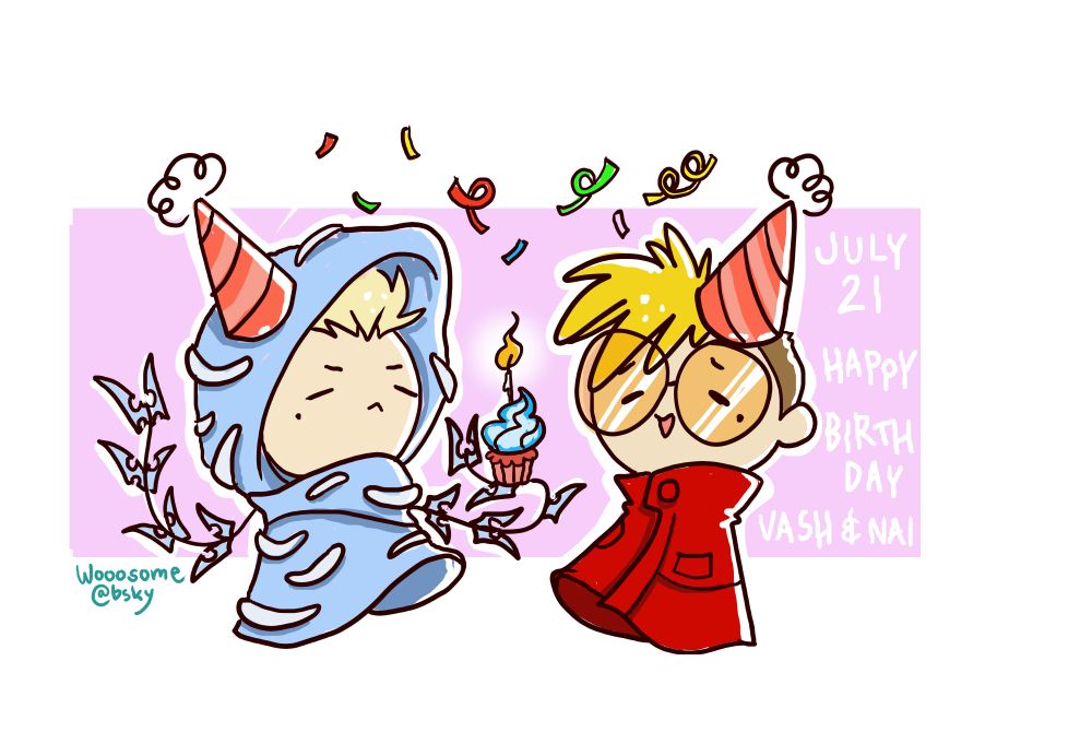Mini Knives and Vash celebrating their birthday