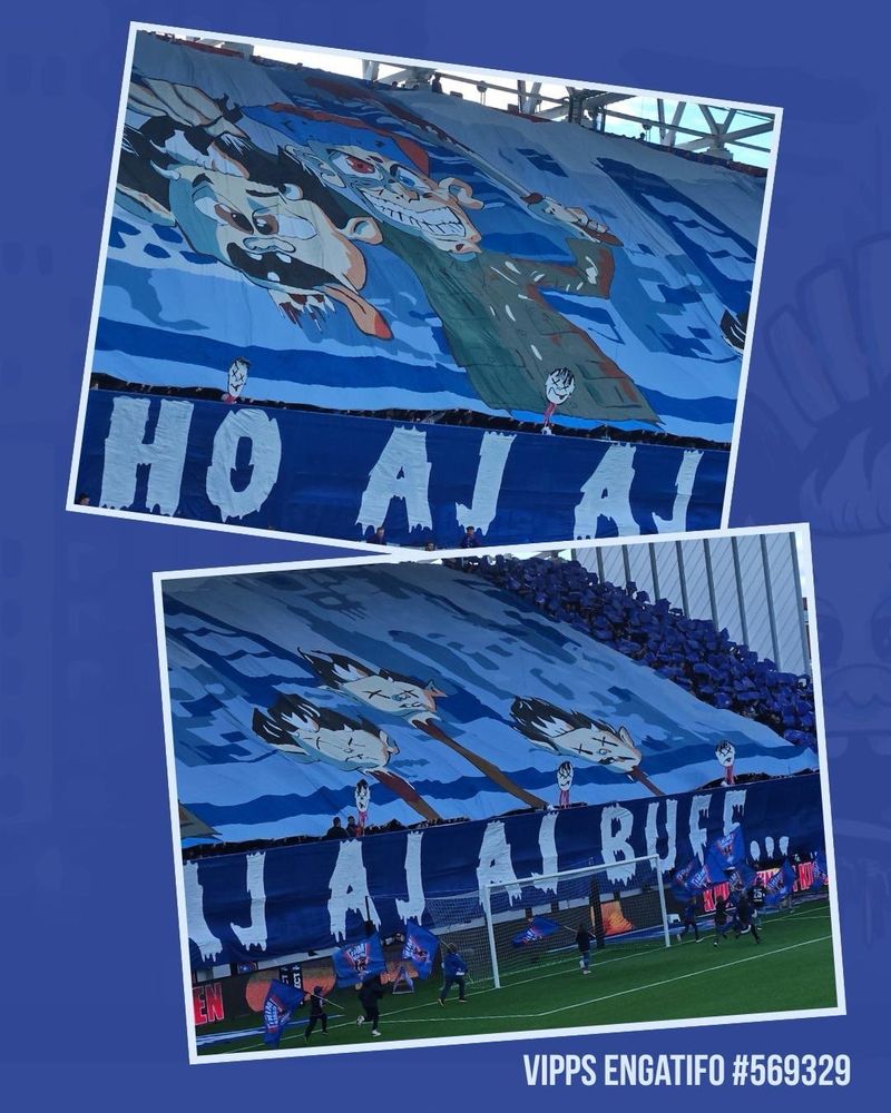 Bilder fra stadion av tifoen.