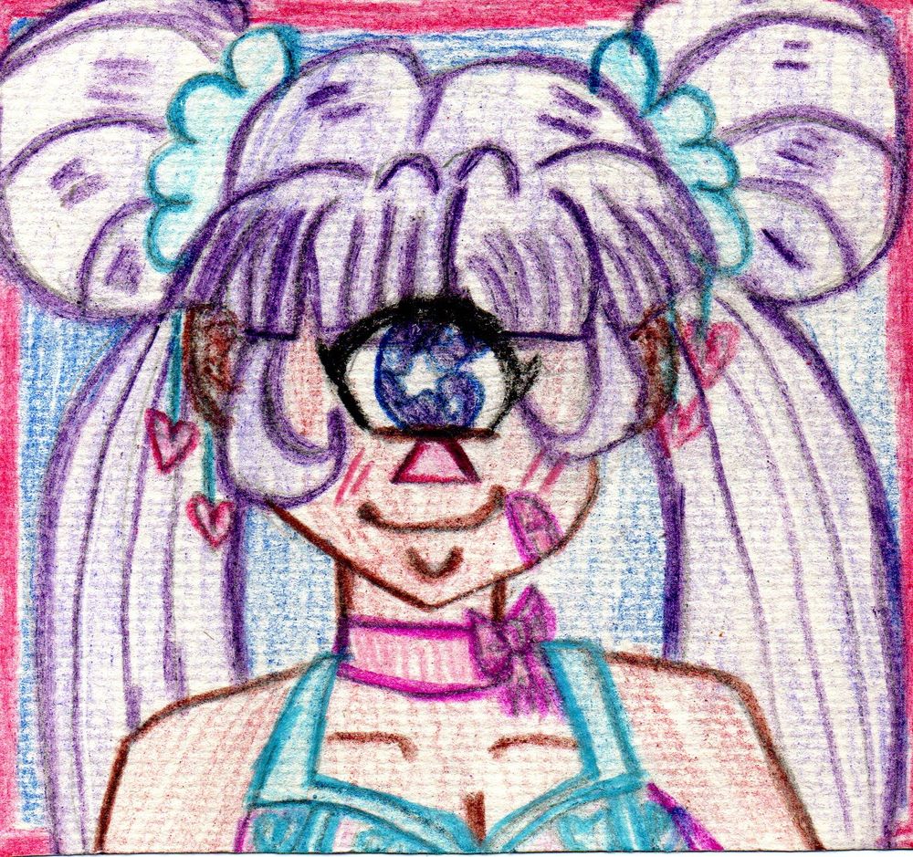 Un portrait d'une cyclope avec des cheveux à la sailor moon