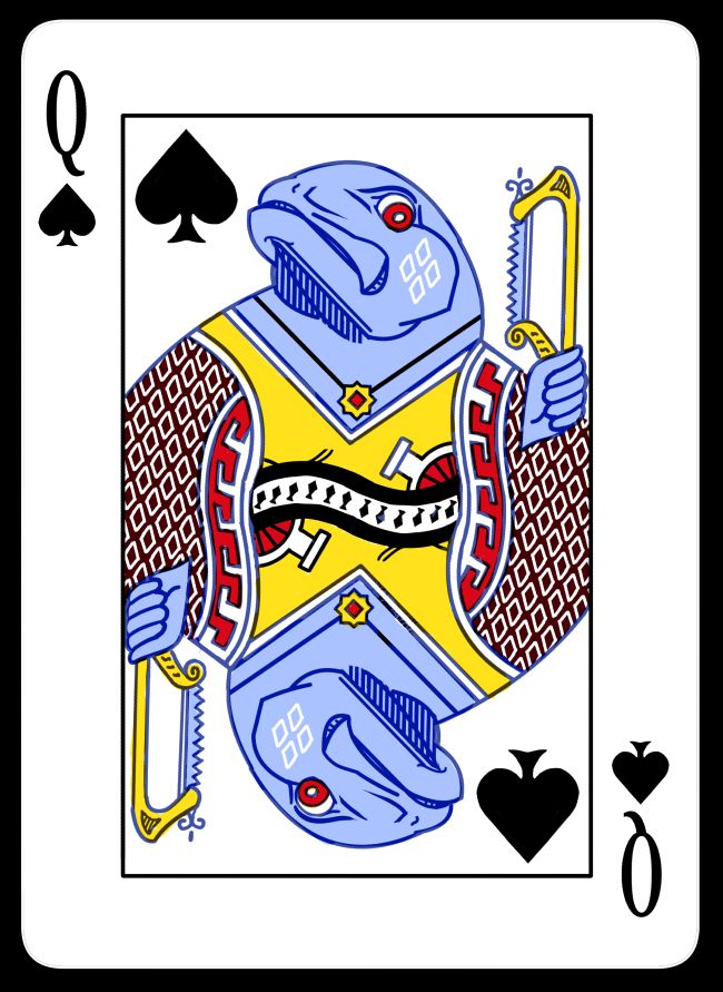 Bonnie the kuo-toa looking rather menacing as the queen of spades