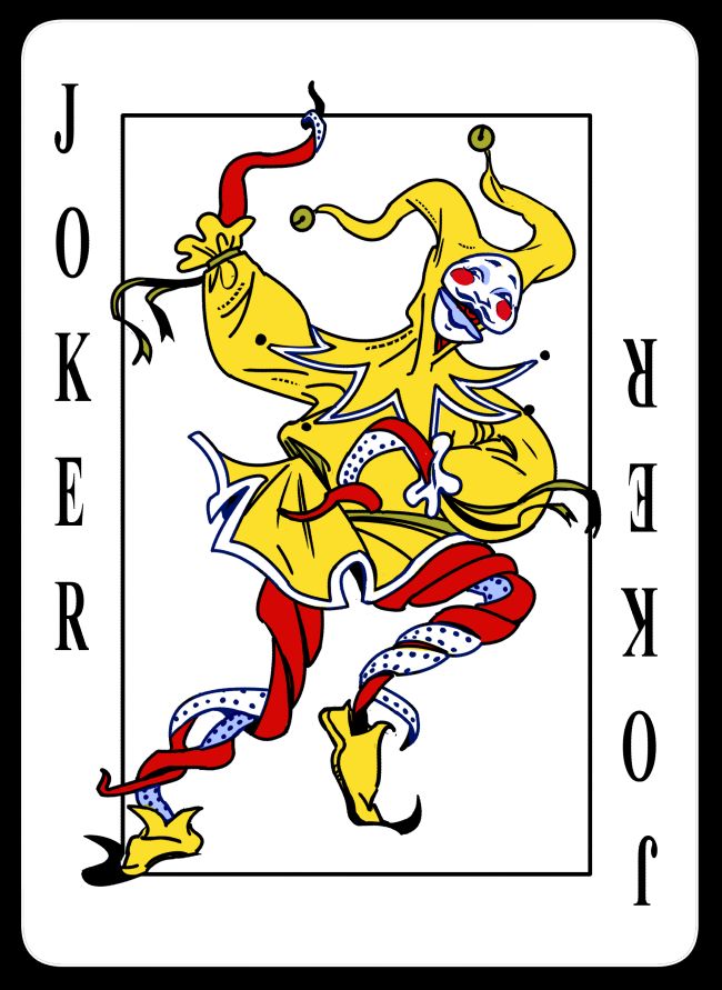 Barnaby the octopus in a jester's costume as the joker