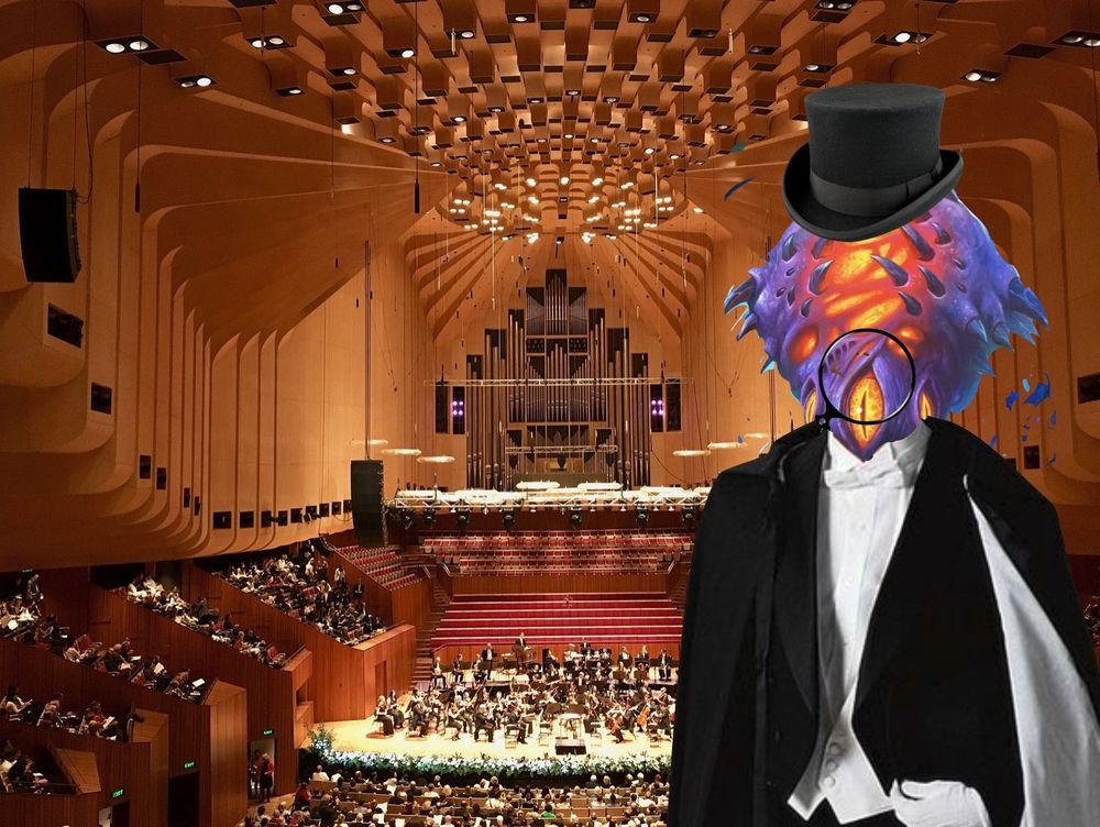N’Zoth goes to the symphony wearing an opera cape and top hat.  Yes they are also wearing a monocle.