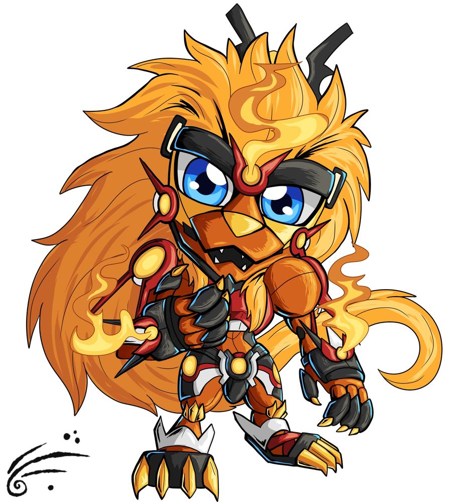 Chibi of Apollomon, a humanoid armored lion with a very long mane