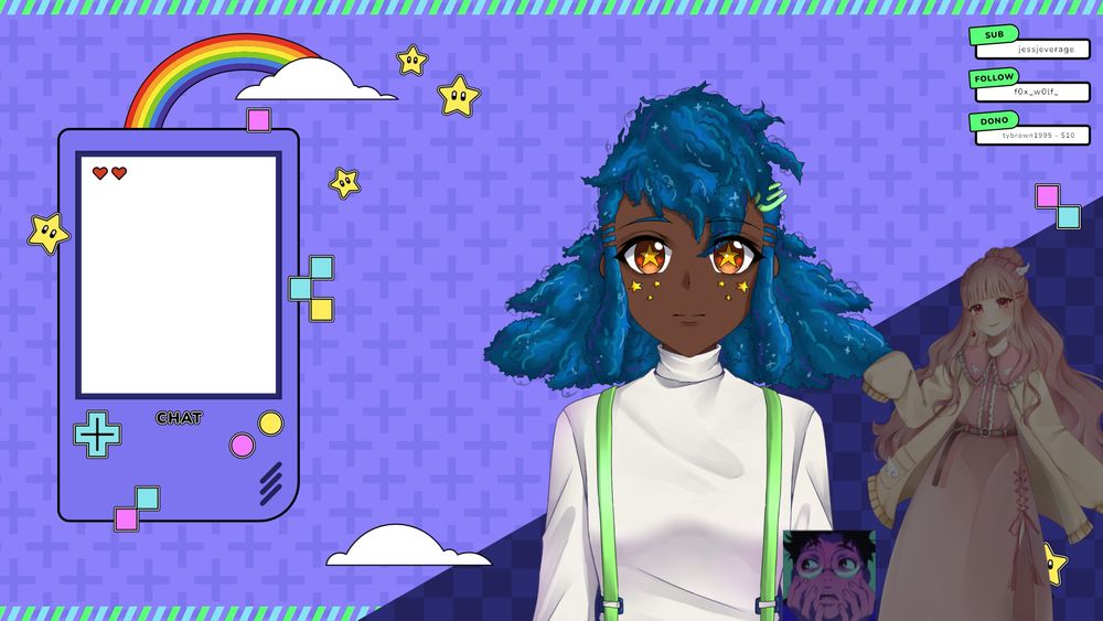 Friendly-chan chilling with Cheery Cherubie and a dandadan character