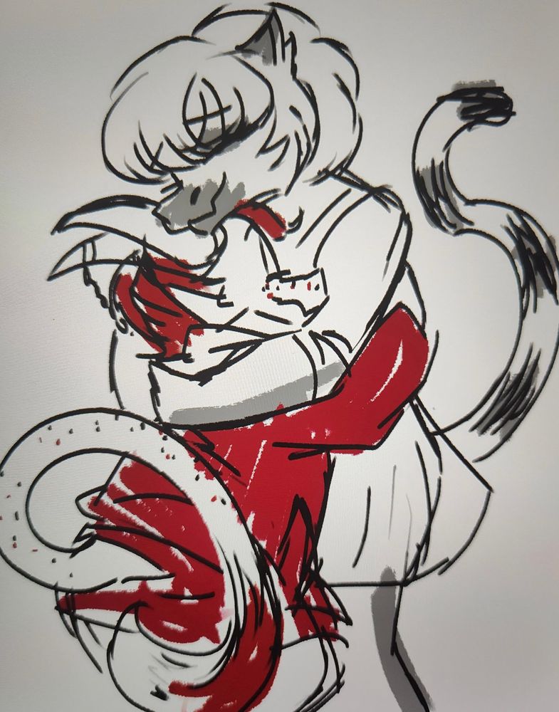 A anthropomorphic lemur girl hugging a shorter anthropomorphic kobold guy in a friendly embrace.