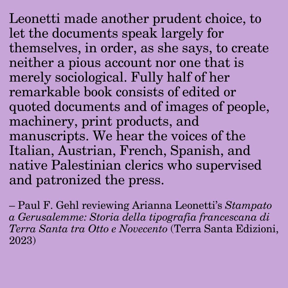 Black text on a purple background. Quote from the book review with information about the reviewer at the bottom.