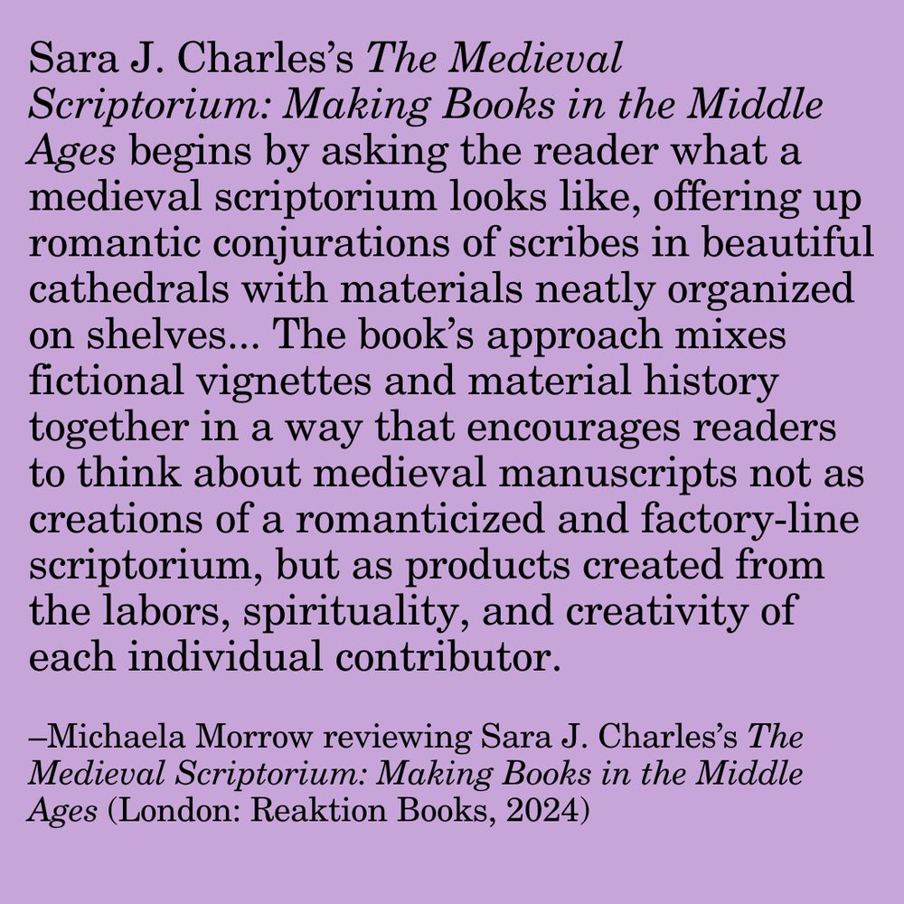 Black text on a purple background. Quote from the book review with information about the reviewer at the bottom.