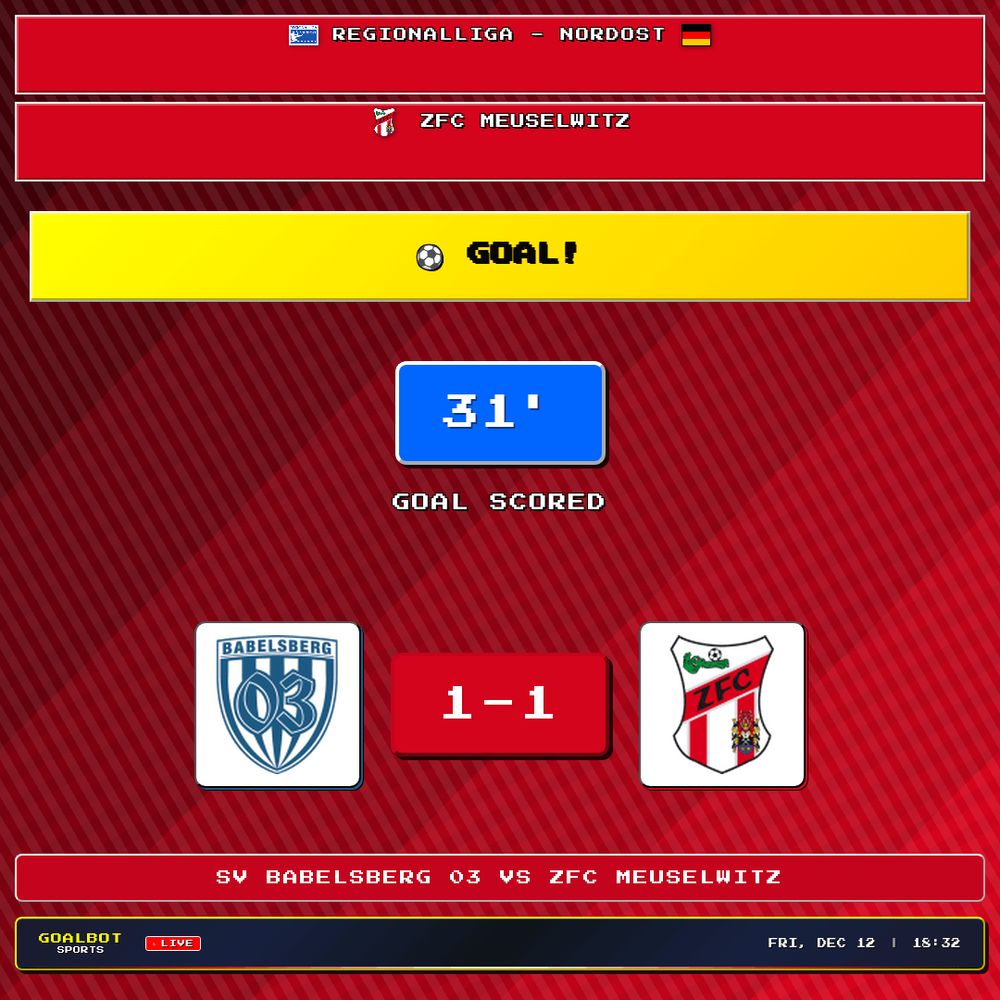 GOAL! 31' — ZFC Meuselwitz. SV Babelsberg 03 1–1 ZFC Meuselwitz. Regionalliga - Nordost

#svbabelsberg03 #zfcmeuselwitz