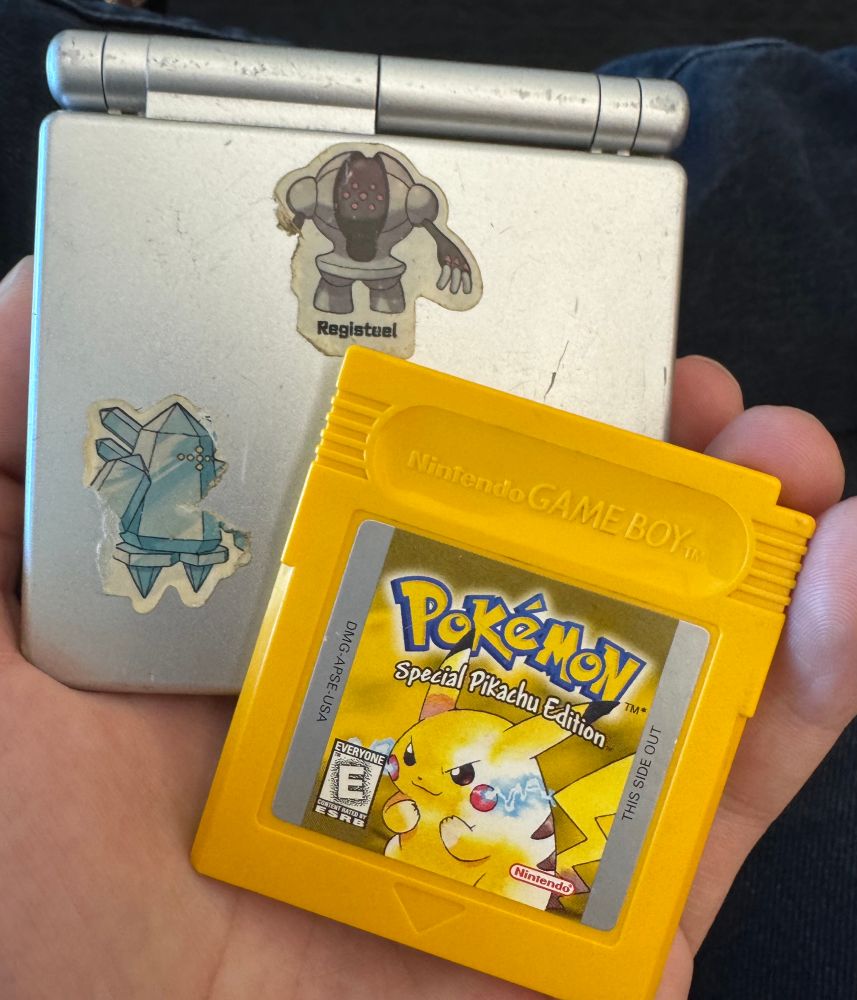 Pokemon special yellow edition with my gameboy advance sp