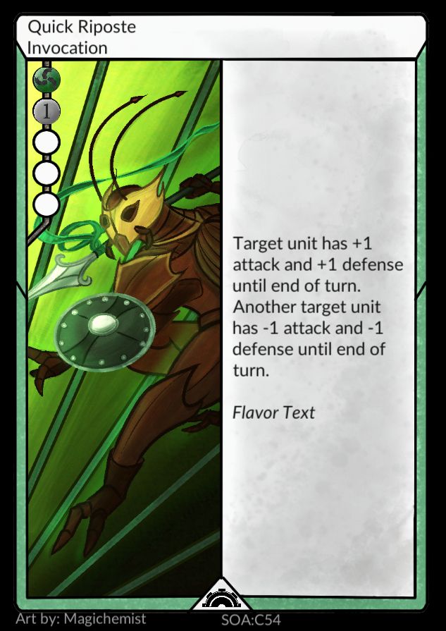 Quick Riposte from Aspects of Aurum. The art depicts a bugfolk wielding a buckler and spear mid fight.