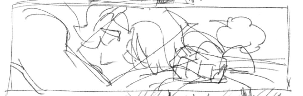 a man slumps over on plush bedding, hair falling across his face, with a soft look of pleasure