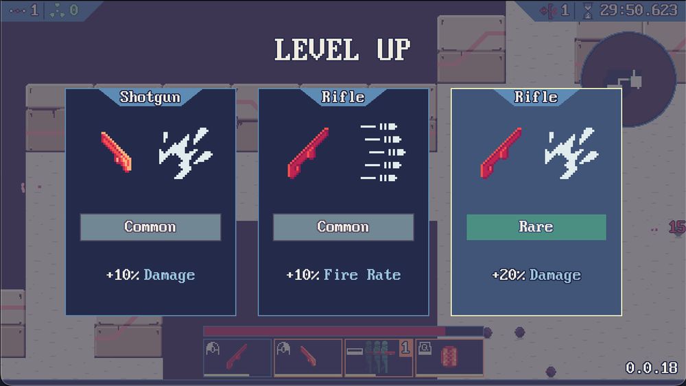 Screenshot of the upgrade screen of the video game Echoes of Imbalance.